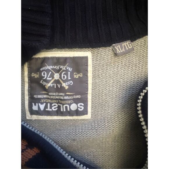 Soul Star Full Zip  Mock Collar Multi-Color Winter Design Cardigan Size X-Large - Picture 10 of 16